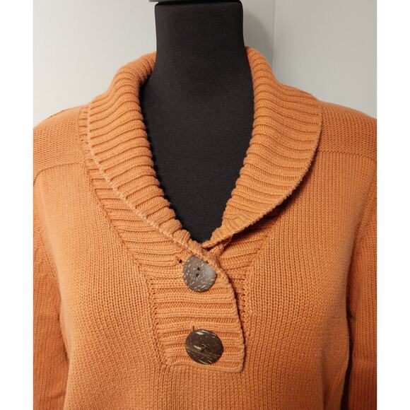 Autumn Burnt Orange Sweater Size L Preppy, Fall, Classy Cowl Collar Academic 🍁 - Picture 8 of 13